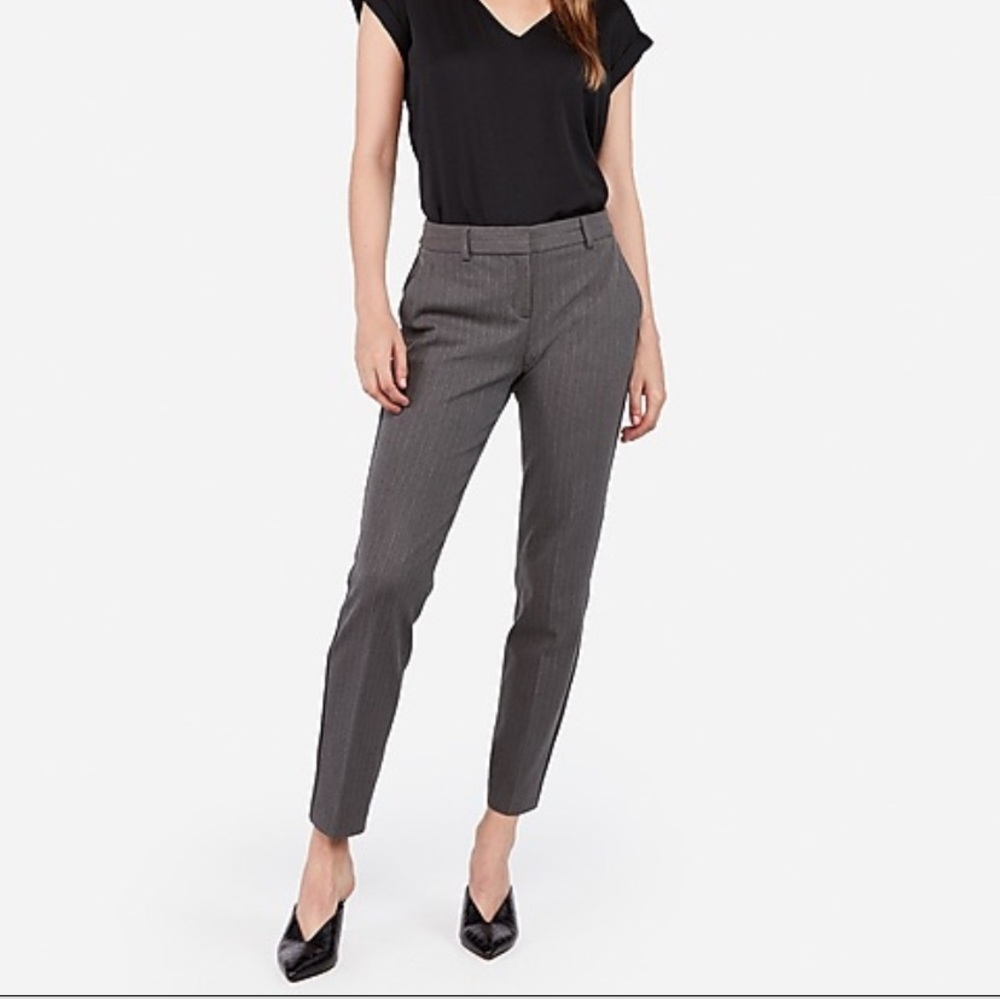 Express Columnist Pant, Grey Pinstripe, Size 4.